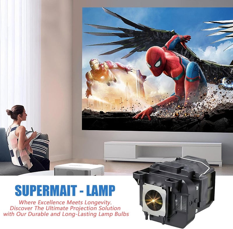 Supermait Lamp for EPSON ELPLP75/V13H010L75 Replacement Projector Lamp.Fit for EPSON PowerLite 1940,PowerLite 1940W,PowerLite 1945,PowerLite 1945W,PowerLite 1950,PowerLite 1955,PowerLite 1960/1965 - Image 2